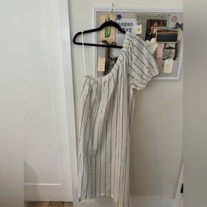 Madewell One-Shoulder Striped Seersucker Dress
